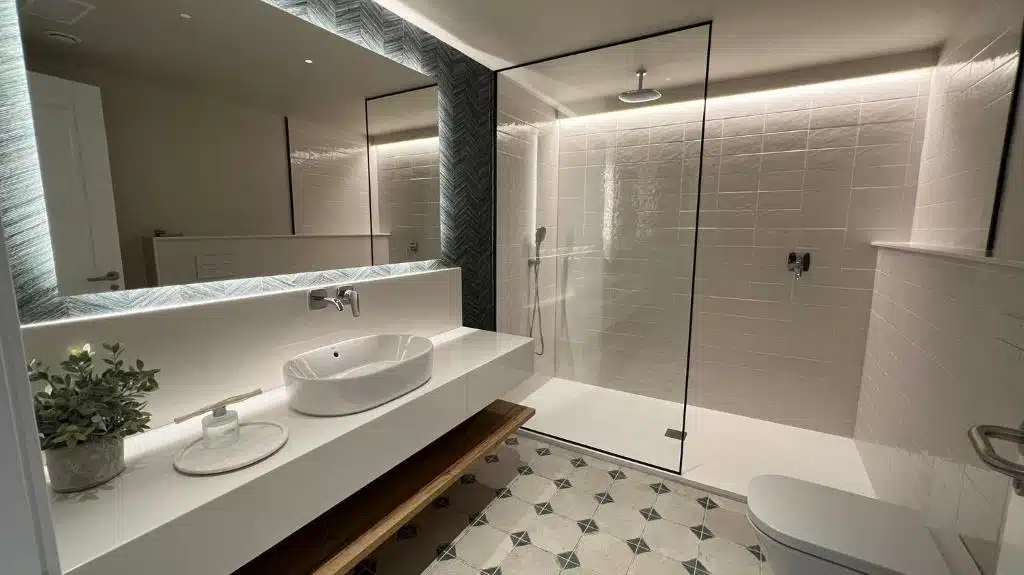 salle de douche moderne blanche et noir