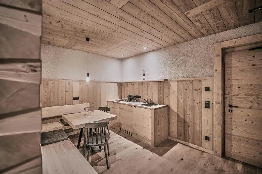 kitchenette du studio pour 2 personnes dans la station de ski de Ratschings en Italie